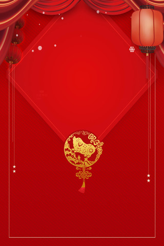 简约菱形灯笼龙抬头二月二传统节日红色海报背景